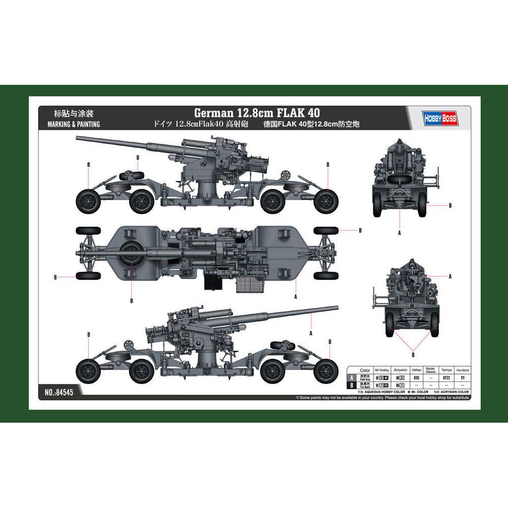 Hobby Boss FLAK 40 tedesco da 12,8 cm