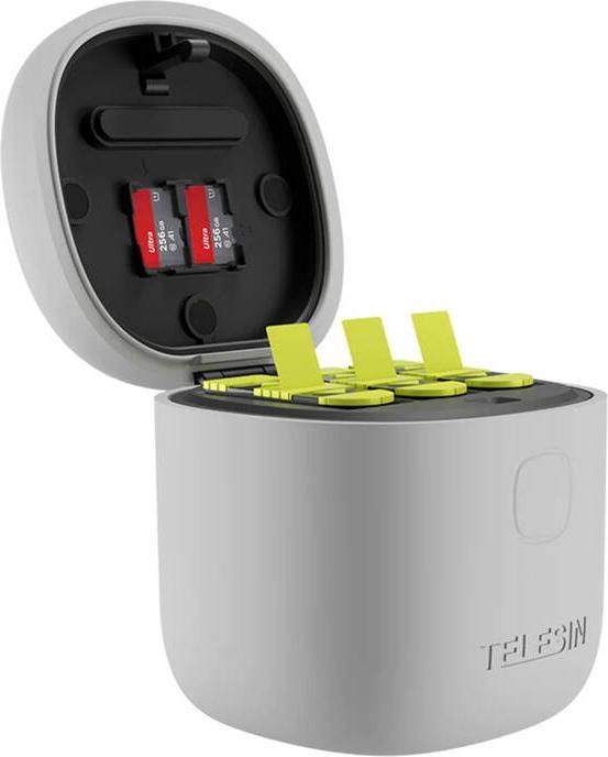 Actual product image Telesin Allin box triple-channel charger + 3 batteries for GoPro Hero 12 / 11 / 10 / 9 (yellow)