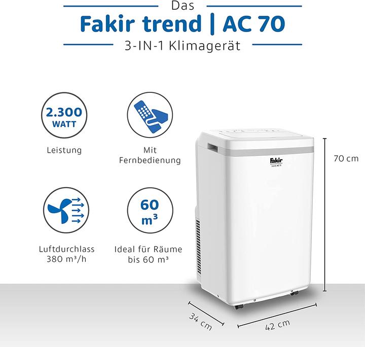 Immagine prodotto Fakir AC 70 64 dB (25 m², 7000 BTU/h)