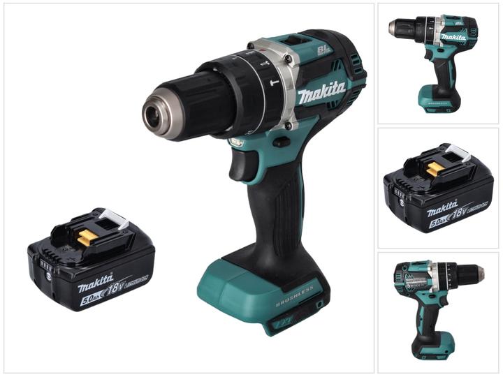 Produktbild Makita DHP 484 T1 Akku Schlagbohrschrauber 18 V 54 Nm Brushless + 1x Akku 5,0 Ah - ohne Ladegerät (Akkubetrieb)