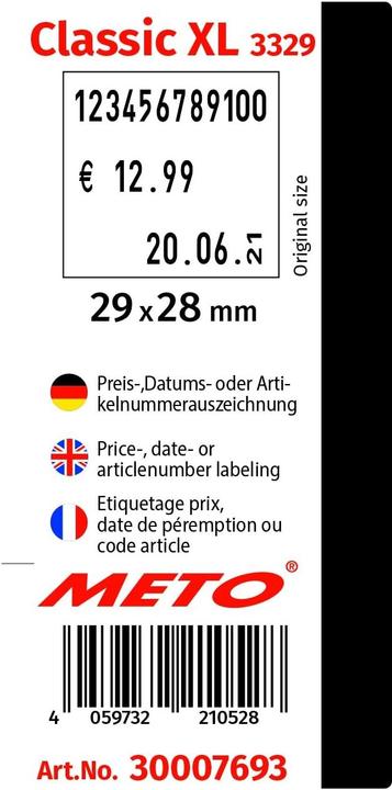 Immagine prodotto METO 30007693 - Etichettatrice prezzi a 3 righe Classic XL 3329