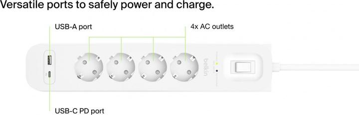 Actual product image Belkin Surgemaster surge protection (4 x, 2 m)