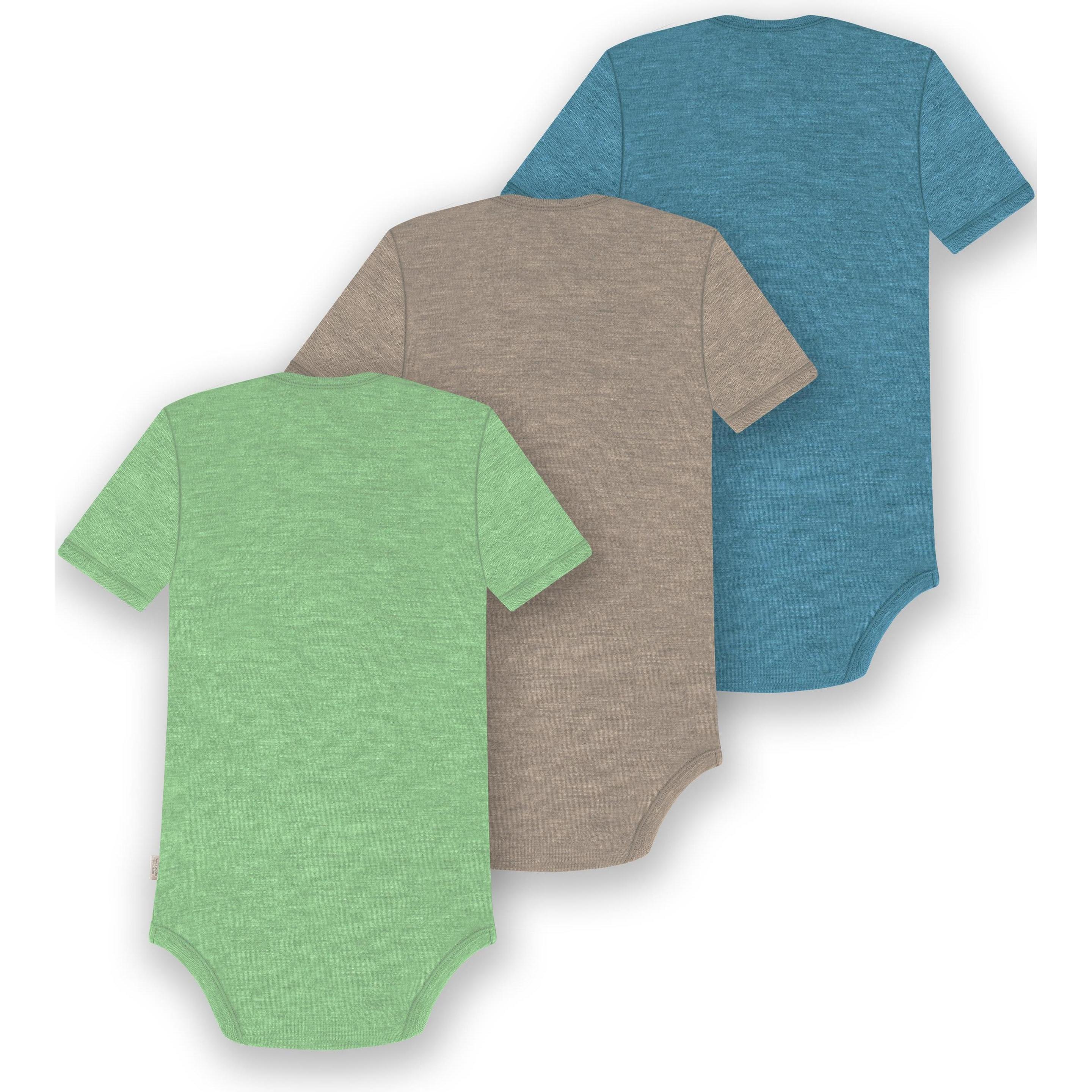 Thumbnail - Normani, Herren, Body, 3er Set Baby Merino Body Kurzarm „Tauranga" - 9299, Blau, (86)