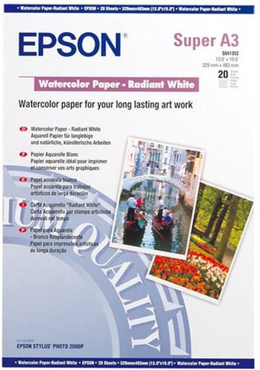 Epson Radiant White Watercolor Papier A3+ (190 g/m², A3+, 20 x)