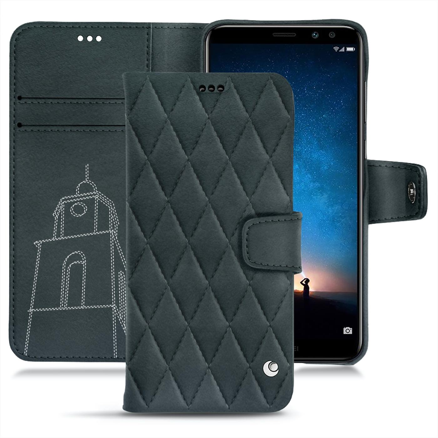 Noreve Lederschutzhülle Wallet (Huawei Mate 10 Lite), Smartphone Hülle, Blau