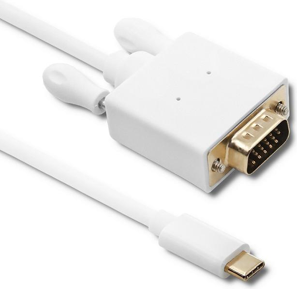 Qoltec 50419 video cable adapter USB Type-C VGA (D-Sub) White (2 m, DisplayPort)