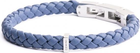 Produktbild Gemini ARMBAND - BLAUES LEDER - 16+3 CM (Silber, Nappaleder)