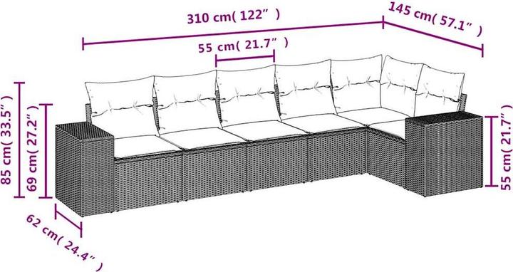 Actual product image vidaXL Garden furniture sofa set lounge set 7-piece brown poly rattan