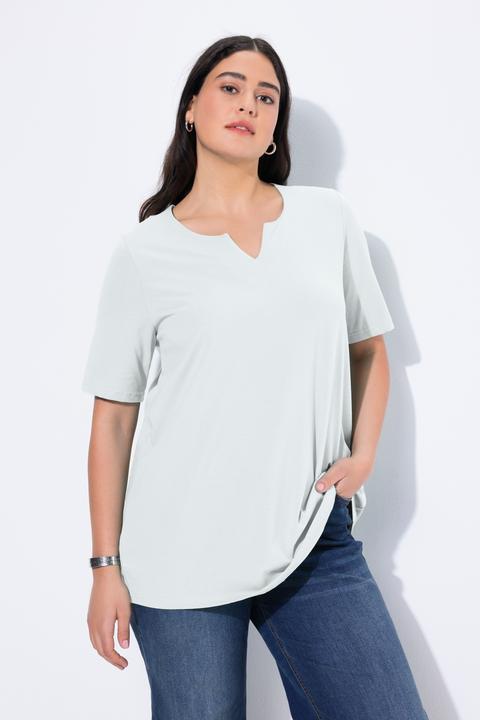 Immagine prodotto Ulla Popken T-shirt dal taglio svasato con scollo a tunica e mezze maniche (42, 44)