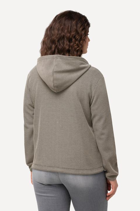 Produktbild Ulla Popken Sweatjacke, Piqué-Struktur, Kapuze, Kaktus-Stickerei (62)