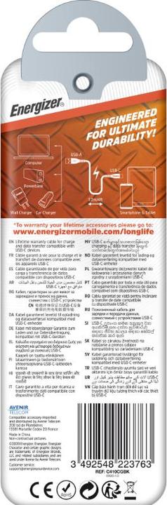 Actual product image Energizer Lifetime Warranty - USB-A/USB-C Cable - 1.2m (1.20 m, USB 3.2 Gen 2)