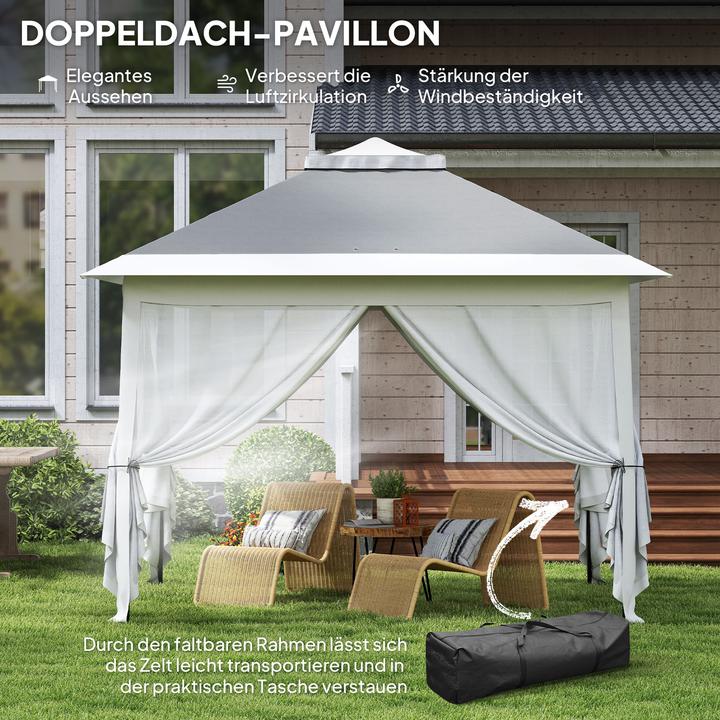 Immagine prodotto Outsunny Faltpavillon Metall, Polyester Dunkelgrau (330 cm, 330 cm)