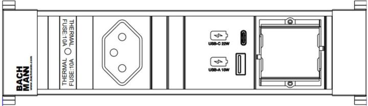Produktbild Bachmann Einbausteckerleiste POWER FRAME 1x T13, 1x USB A/C, 1x Leer (1 x, Typ 13)