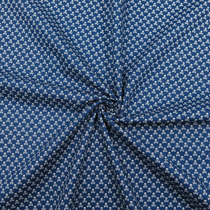 Immagine prodotto Stoffrestposten Cotone - Teschi piccoli blu navy - Quantità minima di vendita: 1 metro