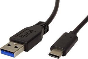 Neutral USB cable (3.1), USB A plug - USB C plug, 1m, round, black, plastic bag (1 m, USB 3.1)