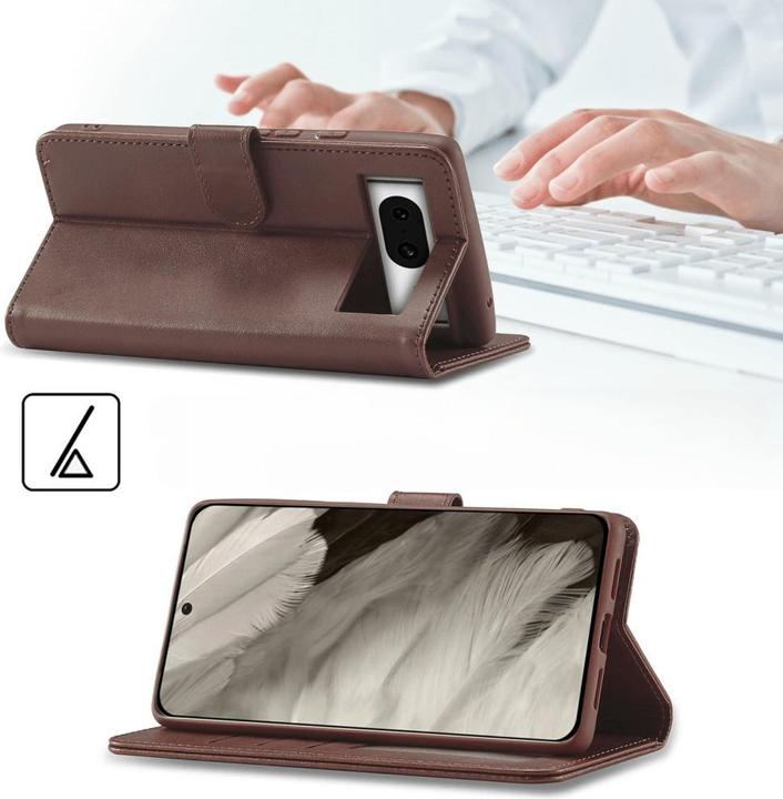 Image du produit LC.Imeeke Google Pixel 8 - Etui en cuir marron foncé (Google Pixel 8)