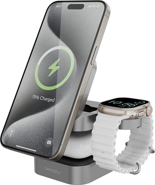 Produktbild Energea MagCube Qi2.0 3 in 1 Wireless Charger - Black (15 W)