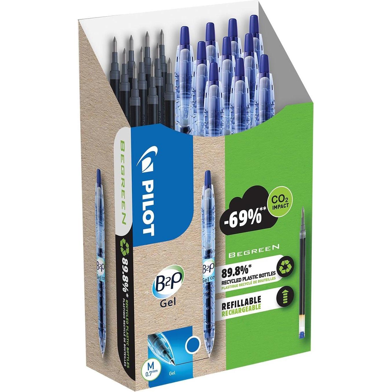 Thumbnail - Pilot, Schreibstifte, Begreen B2P Gel Greenpack 10+10 Refills (Blau, 10 x)