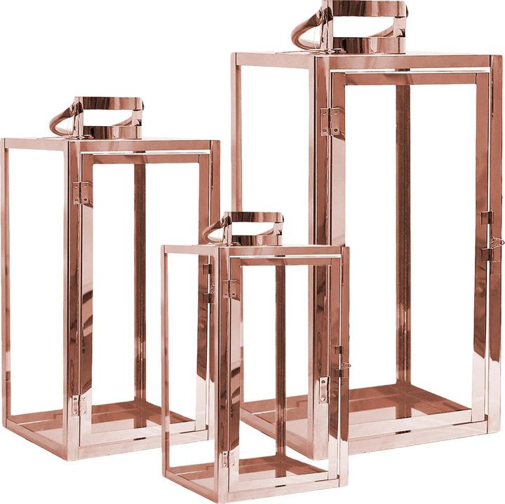 Actual product image Mojawo Set of 3 stainless steel garden lanterns copper-coloured rose gold 30/40/53cm (30, 40, 3 x)