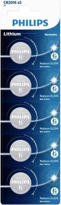 Produktbild Philips Buttoncell 5pcs CR2016 (5 Stk., CR2016)