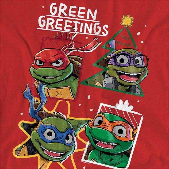 Actual product image Teenage Mutant NT Womens/Ladies Green Greetings Christmas T-Shirt (XXL)