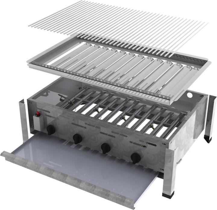 Produktbild ChattenGlut Gasbräter 4-flammig mit Einzelne Edelstahlstäbe als Rost (18 kW)