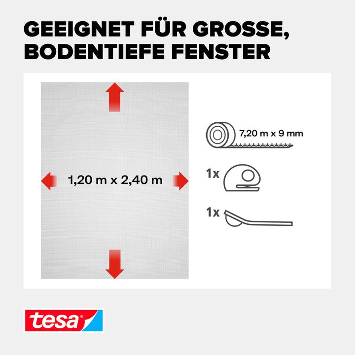 Actual product image tesa Insect screen COMFORT for windows, with Velcro tape, self-adhesive, without drilling (120 x 240 cm)