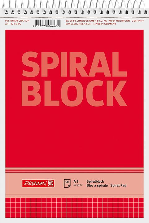 Immagine prodotto Blocco note a spirale (A5, Quadretti, Nessuna rilegatura)