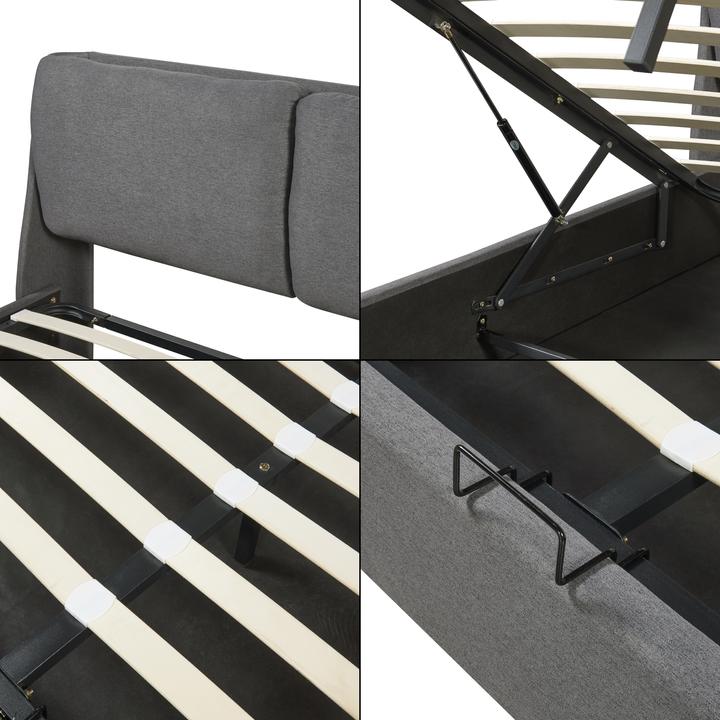Produktbild En.Casa Polsterbett Lunner mit Matratze 140x200 cm Dunkelgrau (140 x 200 cm)