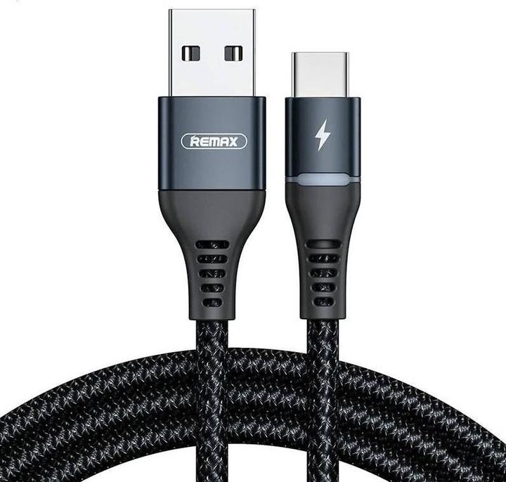 Actual product image Remax Cable USB-C Colorful Light, 1m, 2.4A (black) (1 m)