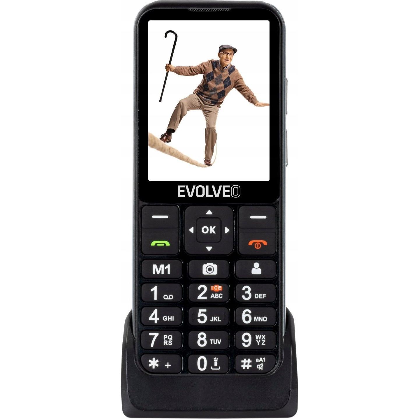 Evolveo EasyPhone LT, mobilní telefon pro seniory s nabíjecím stojánkem (černá barva) (2.80", 2 Mpx, 4G), Tastenhandy, S...