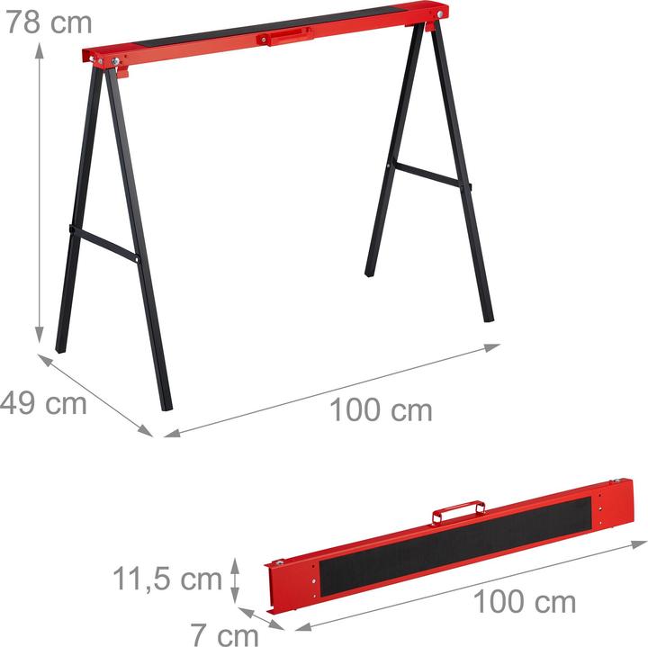 Immagine prodotto Relaxdays Klappbarer Arbeitsbock 100 kg 2er Set (100 cm, 49 cm)
