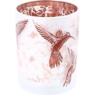 Portacandele, Porta tea light colibrì L in vetro bianco/marrone