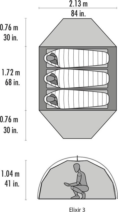 Actual product image Msr Elixir 3 (Dome tent, 3.19 kg, 3 persons)