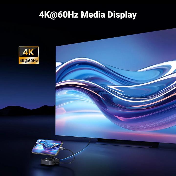 Produktbild Ugreen USB-C Hub CM801, 1 x USB-A 3.0 - 2 x USB-C - 1 x HDMI, Grey (USB-C)