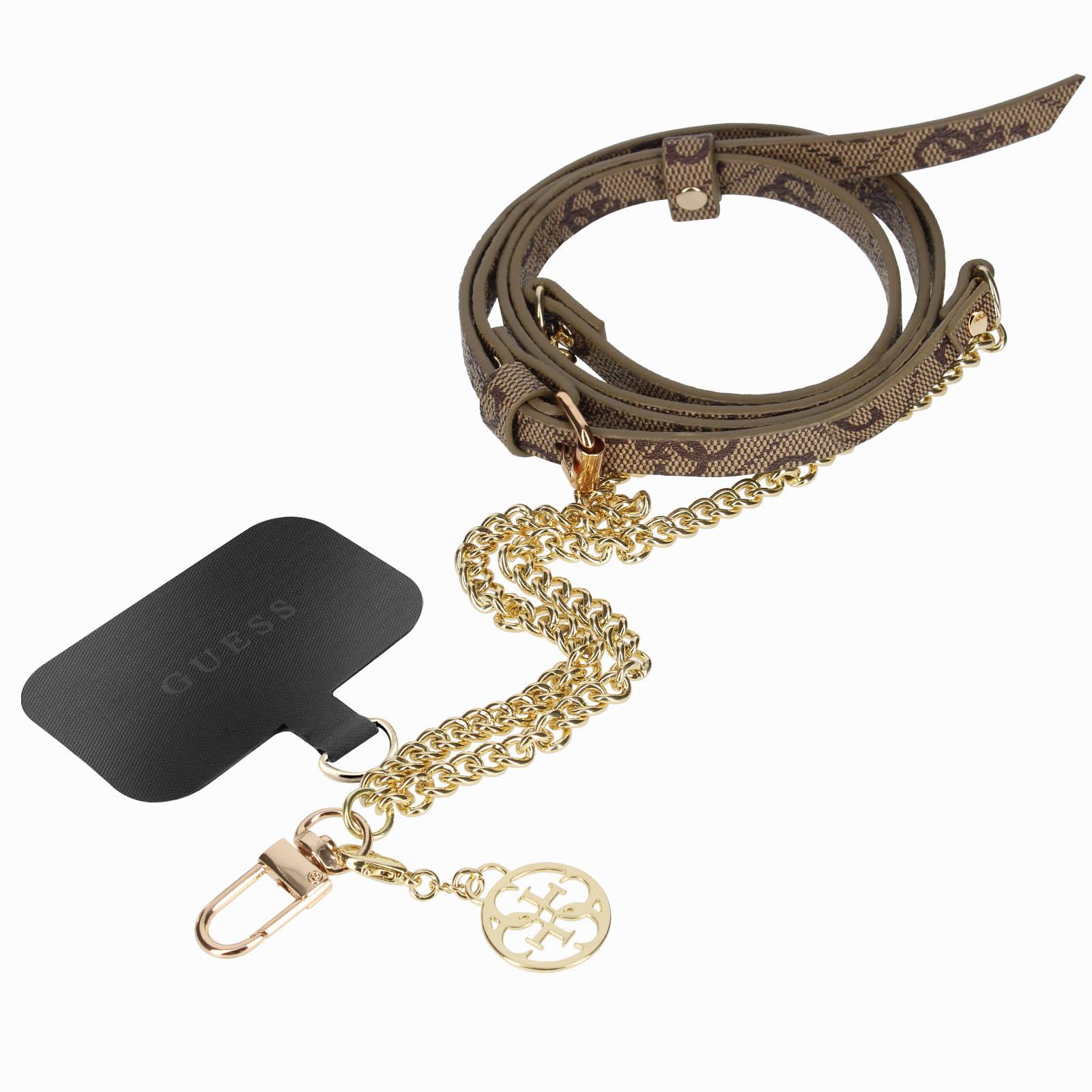 Thumbnail - Guess Crossbody Strap PU 4G Chain - gold / beige, Handykette, Braun