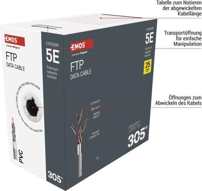 Immagine prodotto Emos Cavo dati FTP 5E, 305m (CAT5e, 305 m)