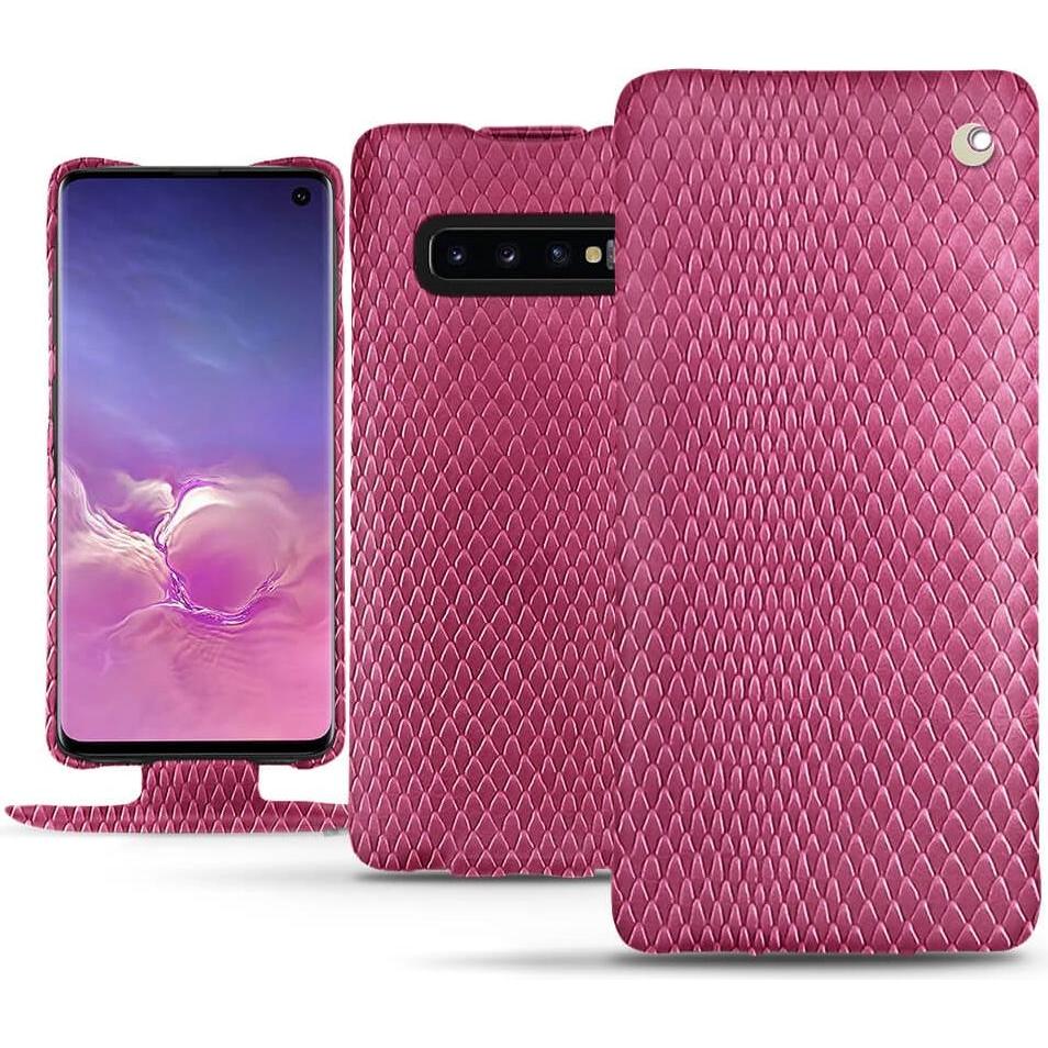Noreve Lederschutzhülle vertikal (Samsung Galaxy S10), Smartphone Hülle, Rosa