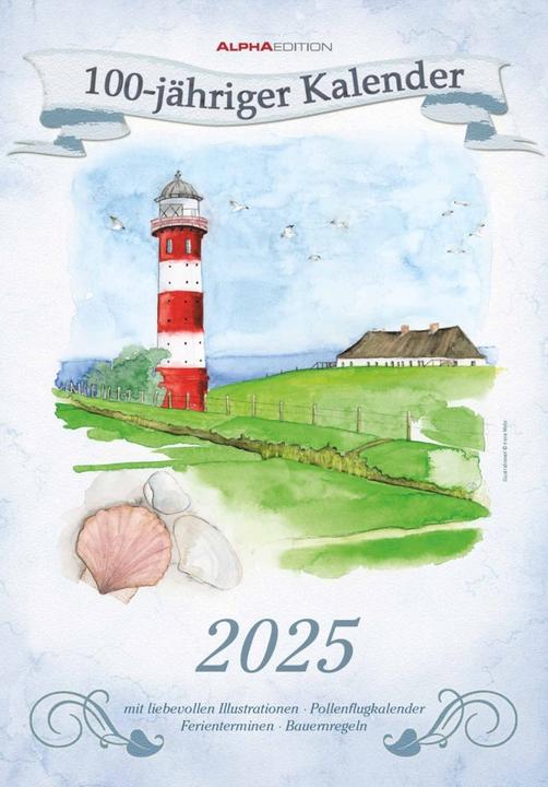 Alpha Edition 100 Jaar Kalender 2025 Muurkalender, 23,7x34cm, Fotokalender met (Hardcover, Duits)