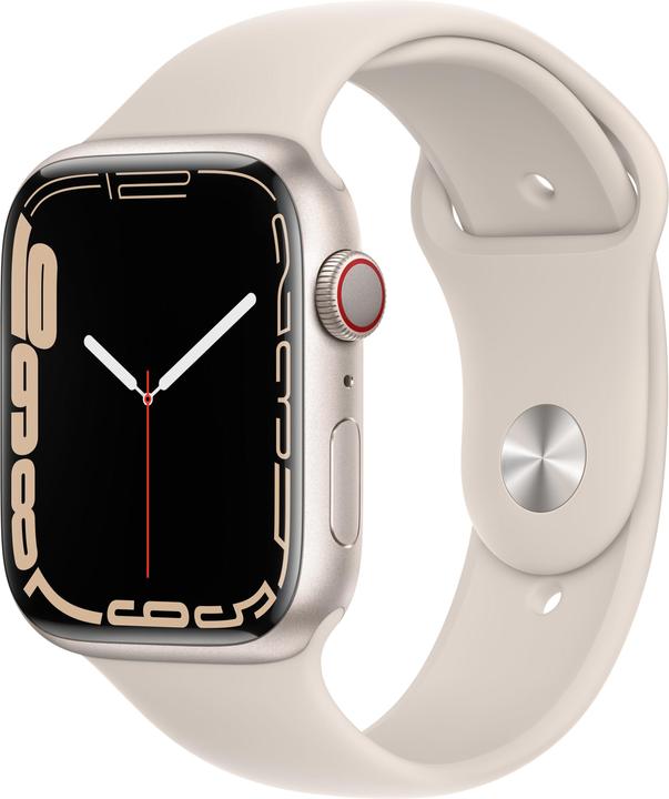 Apple Watch Series 7 GPS + Cellular 45mm Starlight Aluminium Case with Starlight Sport Band Regular (38 mm)