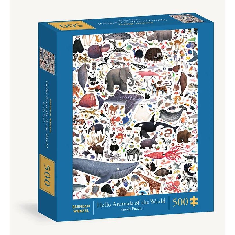 Thumbnail - Abrams & Chronicle Hello Animals of the World 500-Piece Family Puzzle (Wenzel Brendan, Englisch), Sonstige Literatur