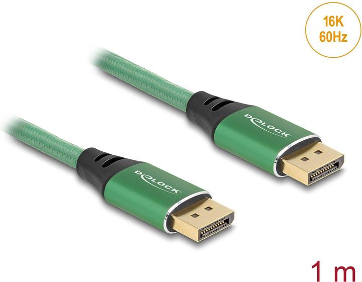 Actual product image Delock DisplayPort cable 16K 60 Hz 1 m green metal (0.03 m)