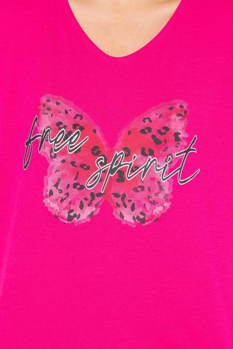 Image du produit Ulla Popken T-shirt oversize. Motif papillon. Col V et manches courtes (54)