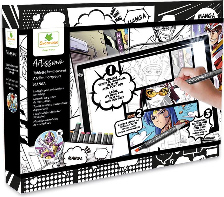 Sycomore Artissimo XXL Tablette Lumineuse Et Atelier Markers Manga (Fr-De-It)