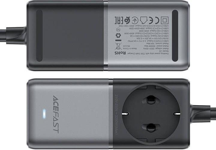 Immagine prodotto Acefast Ciabatta elettrica da tavolo Z2, GaN, 3xUSB-C, 2xUSB-A, 75W (nero) (75 W)