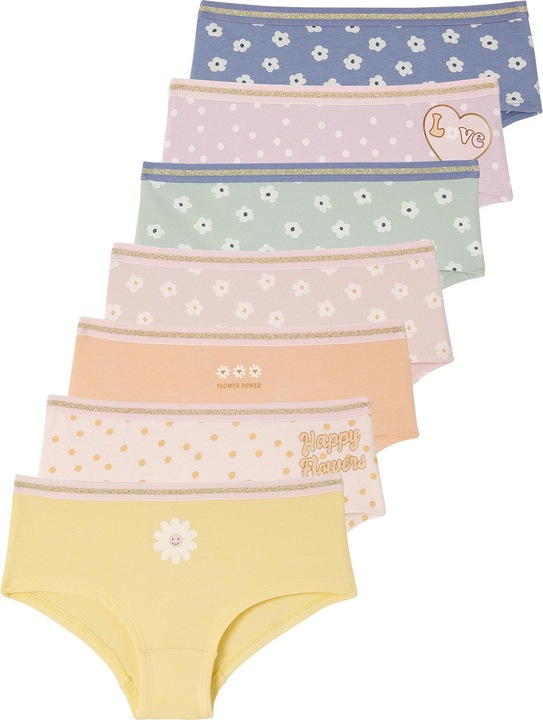 Immagine prodotto Vertbaudet Confezione da 7 pantaloncini da bambina in cotone biologico (98, Confezione da 7)