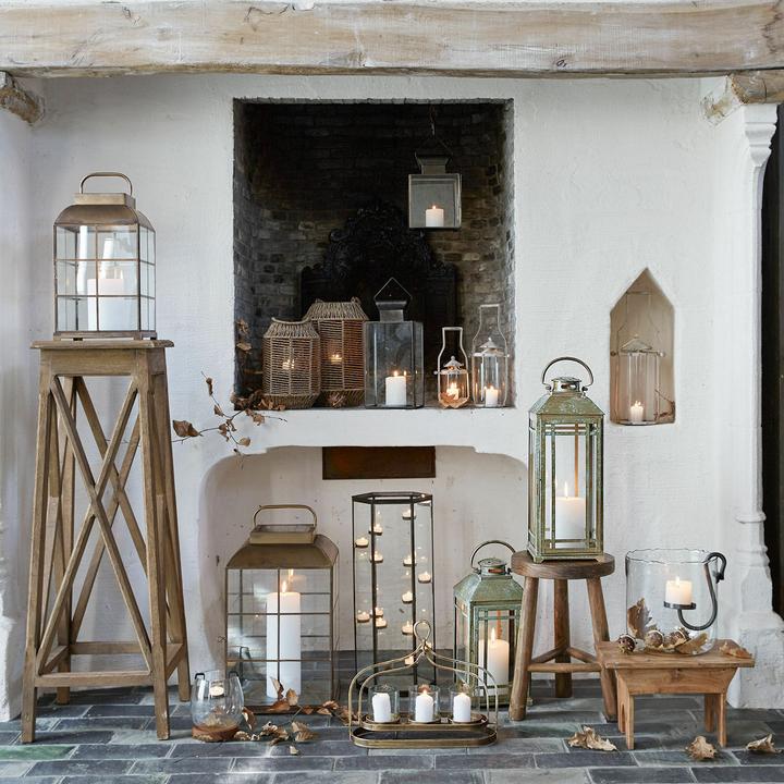Lot De 2 Lanternes Shabby Chic Fer Et Verre – Déco Jardin & Balcon