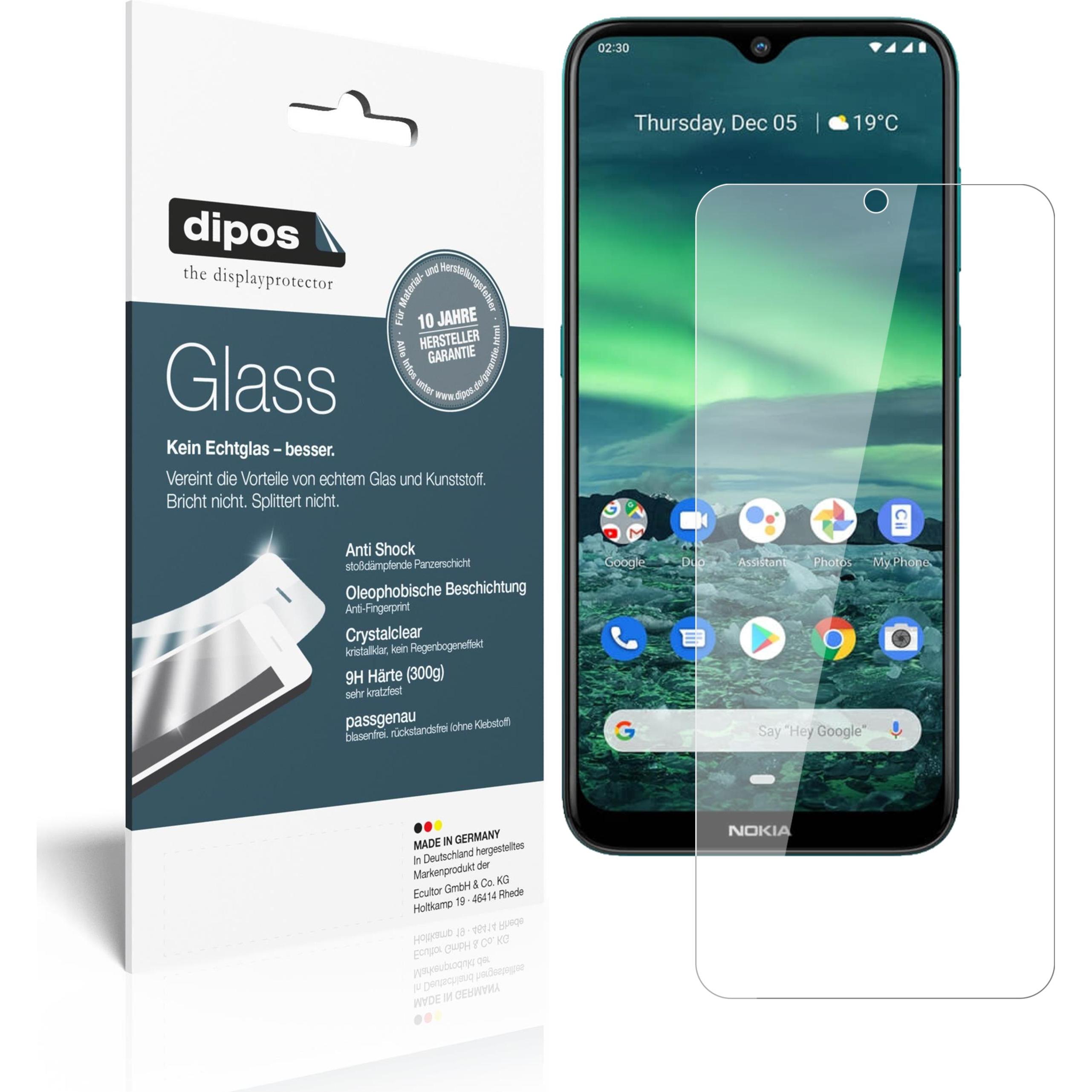 Dipos Displayschutz Anti-Shock (2 Stück, Nokia 2.3), Smartphone Schutzfolie, Transparent