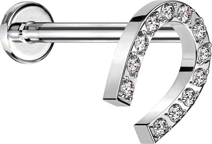 Image du produit Star Piercing Micro Threadless Labret silber Hufeisen silber Kristalle silber (sans laiton, Acier chirurgical 316L)