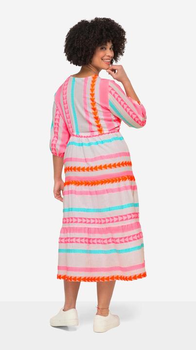 Produktbild Angel of Style Maxikleid, A-Linie, Jacquard-Streifen, V-Ausschnitt, 3/4-Ärmel (50)